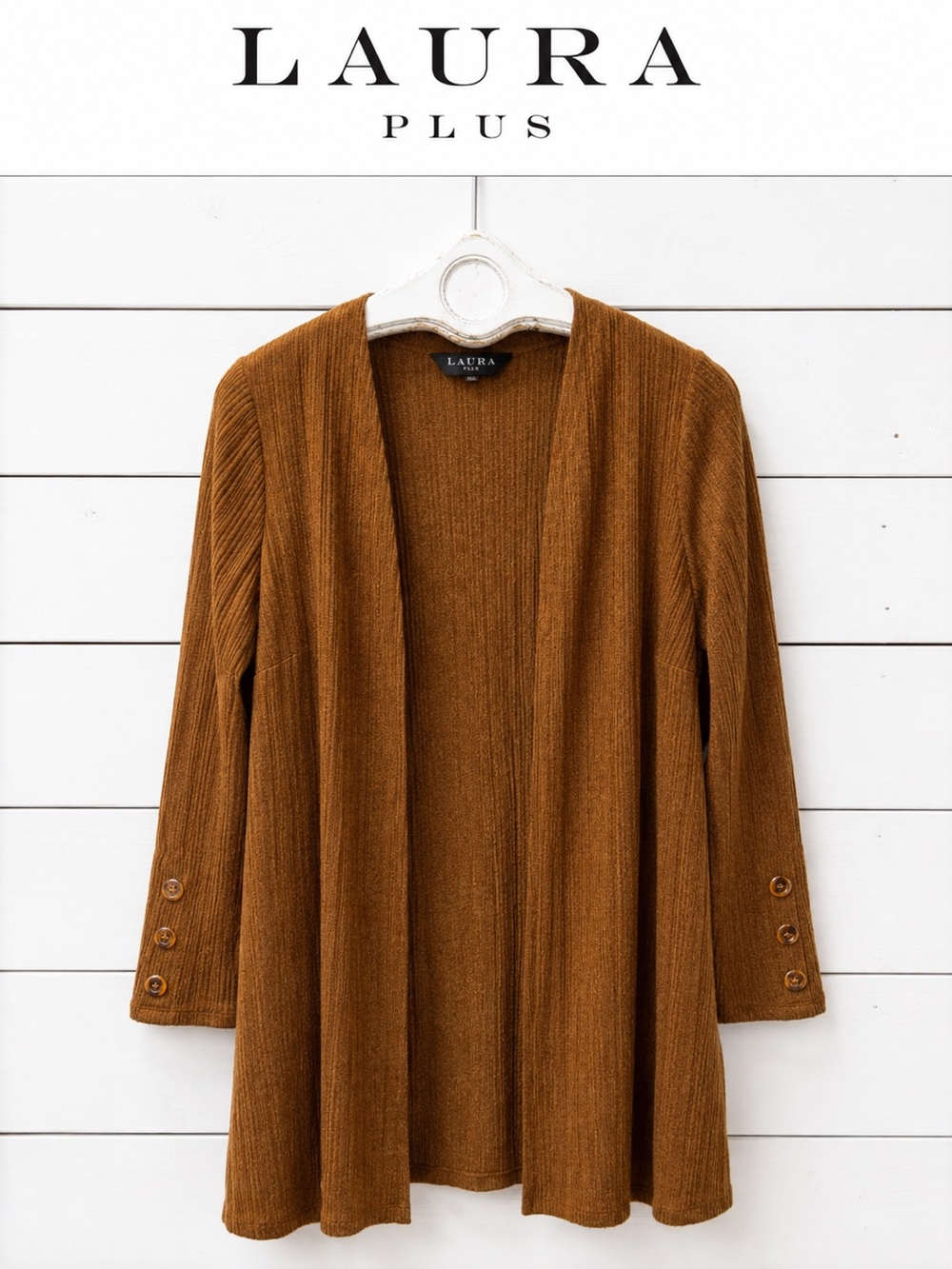 Laura Plus Open Front Ribbed Cardigan – Size X